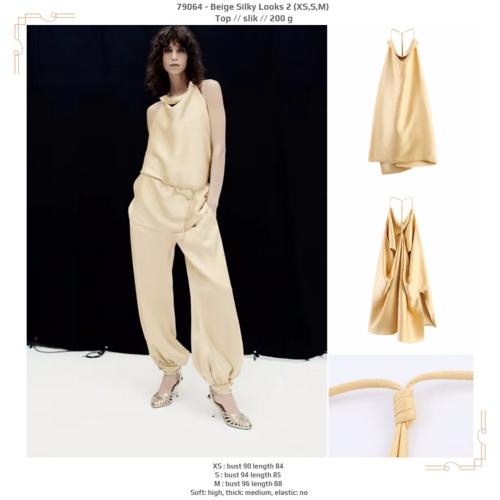 LO064 - Beige Silky Looks 2 (XS, S, M) - ท็อป