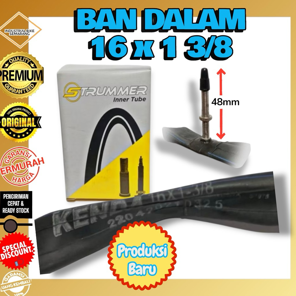 (INNER TYRE 16 x 1 3/8 FV48MM KENDA STRUMMER) ยางในจักรยานพับได้ 349 Seli 16 Plus Presta