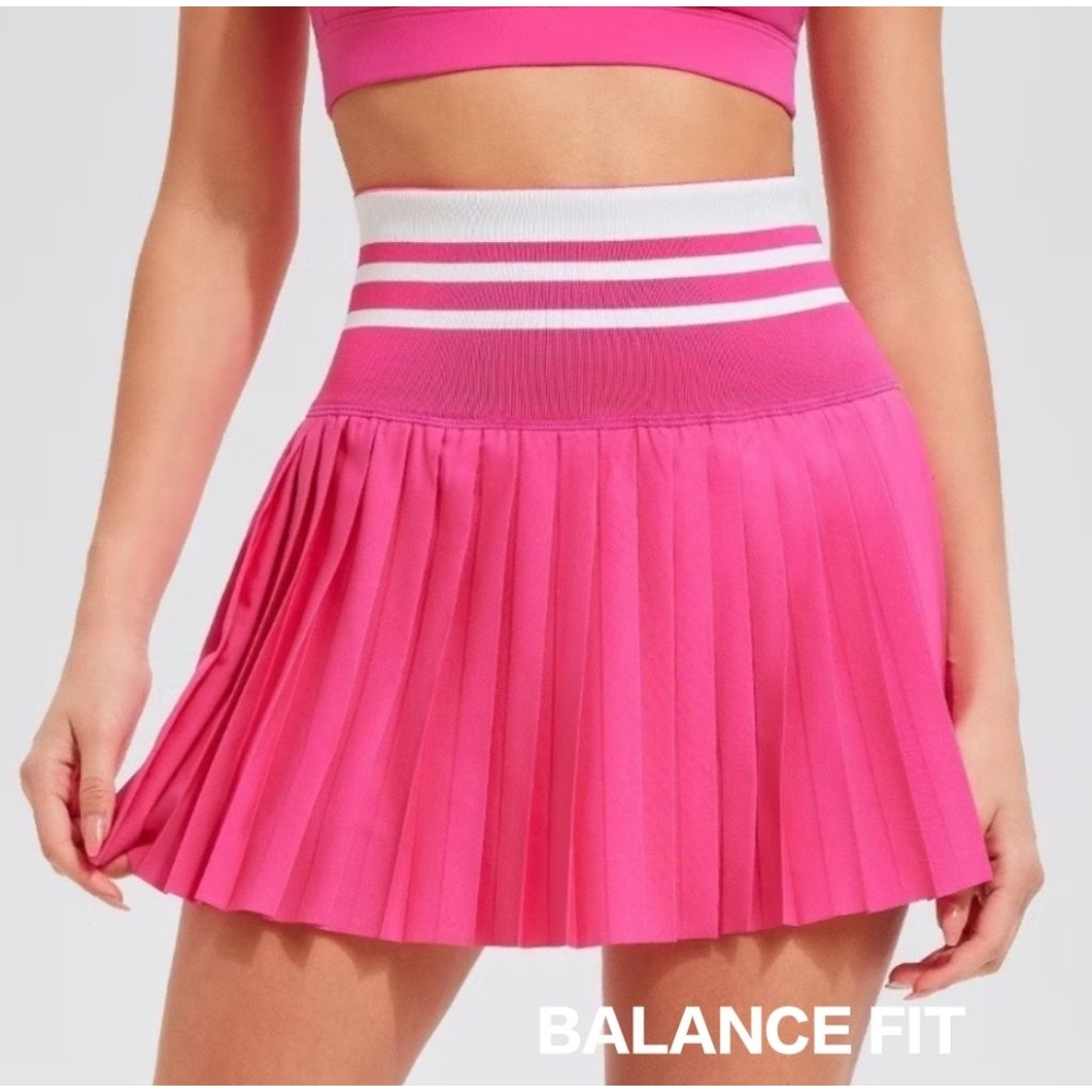 [พรีเมี่ยม] STRIPE TENNIS PADEL SKIRT PLETED SKIRT TENNIS PADEL YOGA RUNNING SKIRT