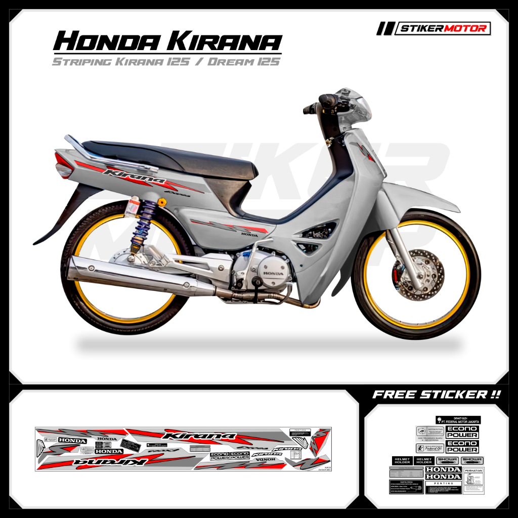 KIR35 Striping สติกเกอร์ Honda Kirana 125 Honda Dream 125 Motohai Variations Striker สติกเกอร์ Strip