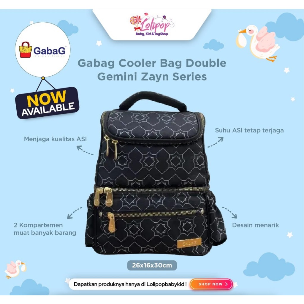 Gabag Cooler Bag Gemini Thermal Backpack Sling Double Compartment Breast Milk Bag Zayn / Midnight - 