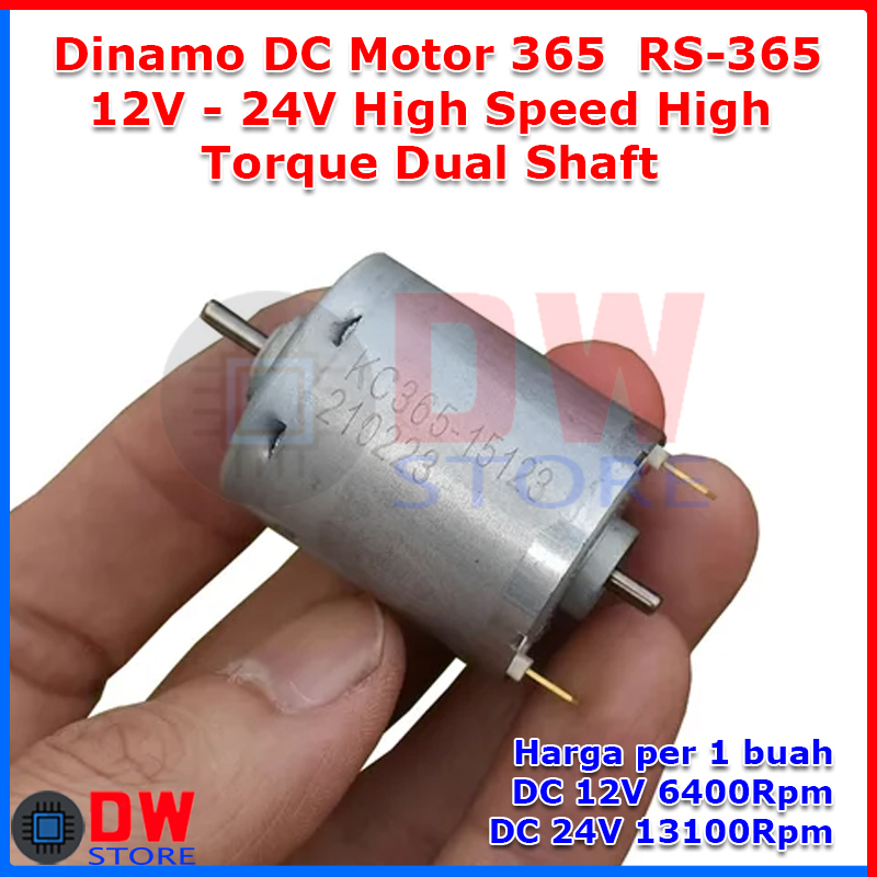 Dynamo DC Motor RS-365 RS 365 DC 12V-24V HighTorque Dual Shaft Double AS