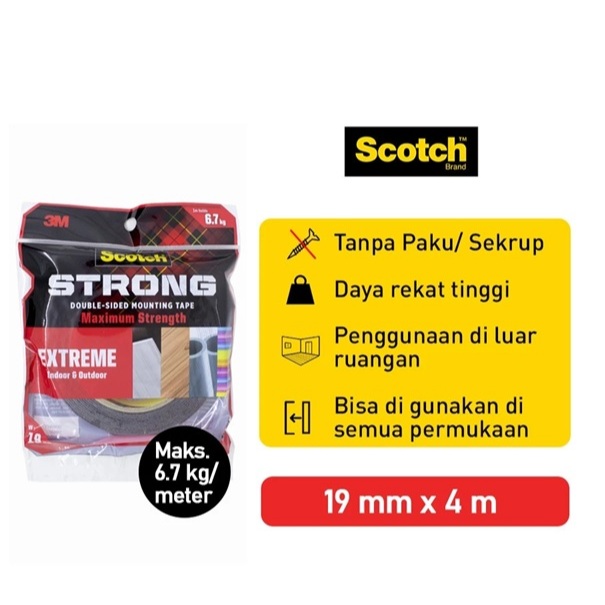 3M Scotch Extreme Mounting Tape 414-M19 19 มม.X 4 M เทปคู่กลางแจ้งในร่ม