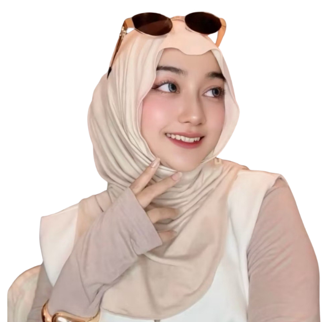 INSTANT HIJAB BERGO HUMA JERSEY MATERIAL MELEYOT PASHMINA TOP สามารถเป็น FOUR รุ่น SIZE M