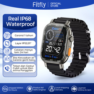 Fitfly Watch Ultra 40 Jam Tangan Pria Wanita Smart Watch Tahan Air Ip68 Jam Olahraga 2.01-inch Tombol Kustom Wallpaper Telepon Bluetooth Pemantauan Tidur Bergaransi  1Tahun