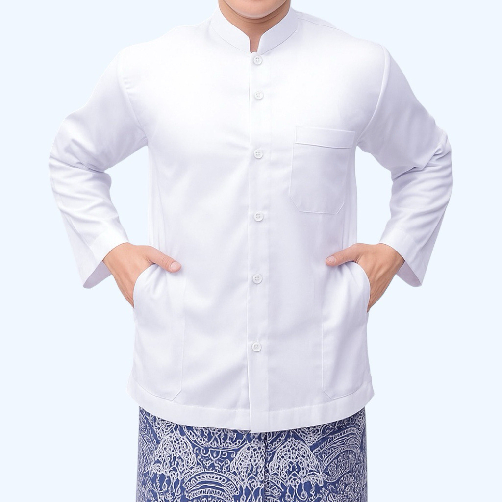 KATUN Koko Haibah จัมโบ้ XXXL Santri Habaib Haib เสื้อธรรมดาปุ่มขนาดใหญ่ 2 ซม.Cool วัสดุกระเป๋าด้านข้างแขนยาวมุสลิมผ้าฝ้าย Ammu Kazimi รุ่นผู้ใหญ่ผู้ชายด้านข้าง Slit