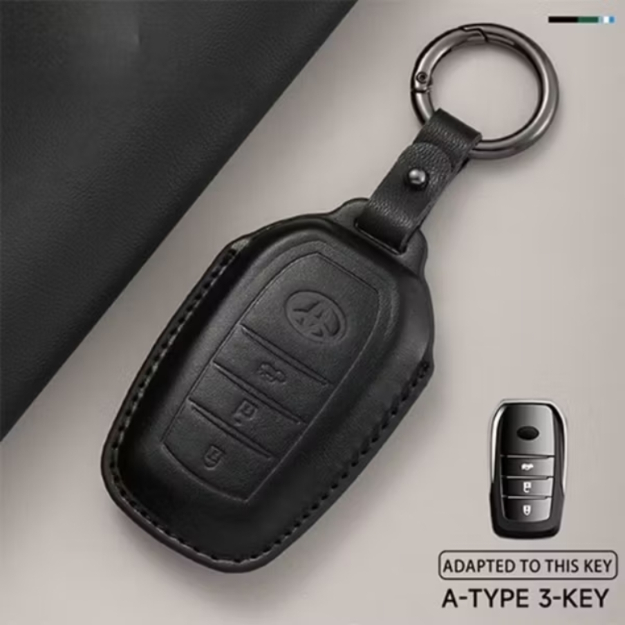 TOMBOL Colmer ฝาครอบกุญแจรถหนัง PU กุญแจรถ TOYOTA ZENIX Q HYBRID FORTUNER 3 ปุ่มพรีเมี่ยม PU หนังฝาค