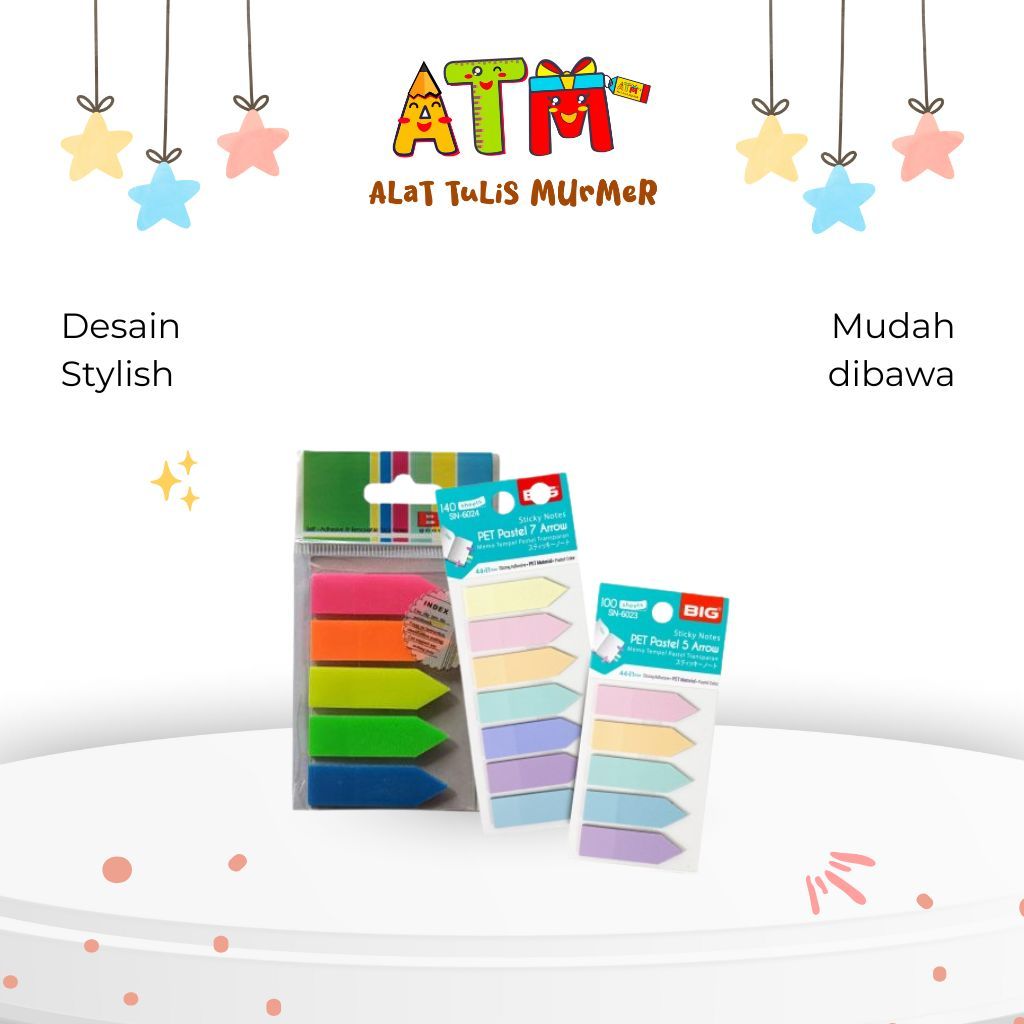 MEMO/STICKYNOTE/BIG STICKNOTE PET 5W ARROW 6018 & 5W PASTEL 6023
