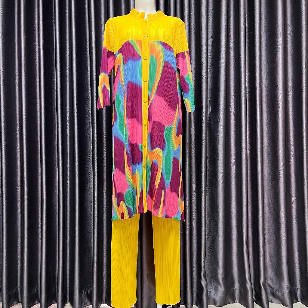 CODE 03 COLORFUL PLEASE/PLEATS TUNIC AND PANTS SET