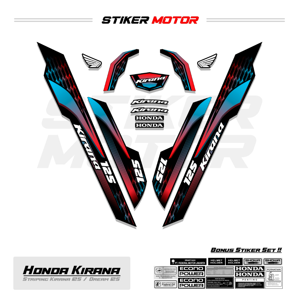 KIR46 Striping สติกเกอร์ Honda Kirana 125 Honda Dream 125 Motohai Variations Striker สติกเกอร์ Striping Stripping Scootlet Scotlite Lis Old-School เป็ดรถจักรยานยนต์ Honda Kirana 125 Honda Dream 125 ncx Racing Graphic Thai Style Good Motif กาวลามิเนต - รูปที่ 4