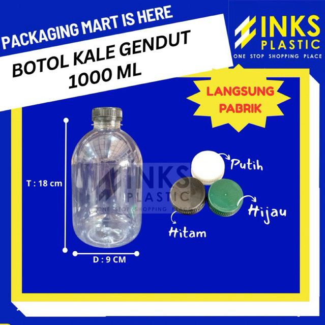 FAT KALE BOTTLE 1000 ML CHUBBY GEMOY 1 ลิตร