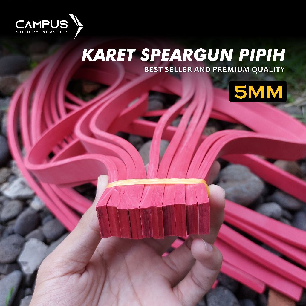 MERAH 5MM FLAT SPEARGUN RUBBER 5MM THICK FLAT SPEARFISHING RUBBER สีแดง