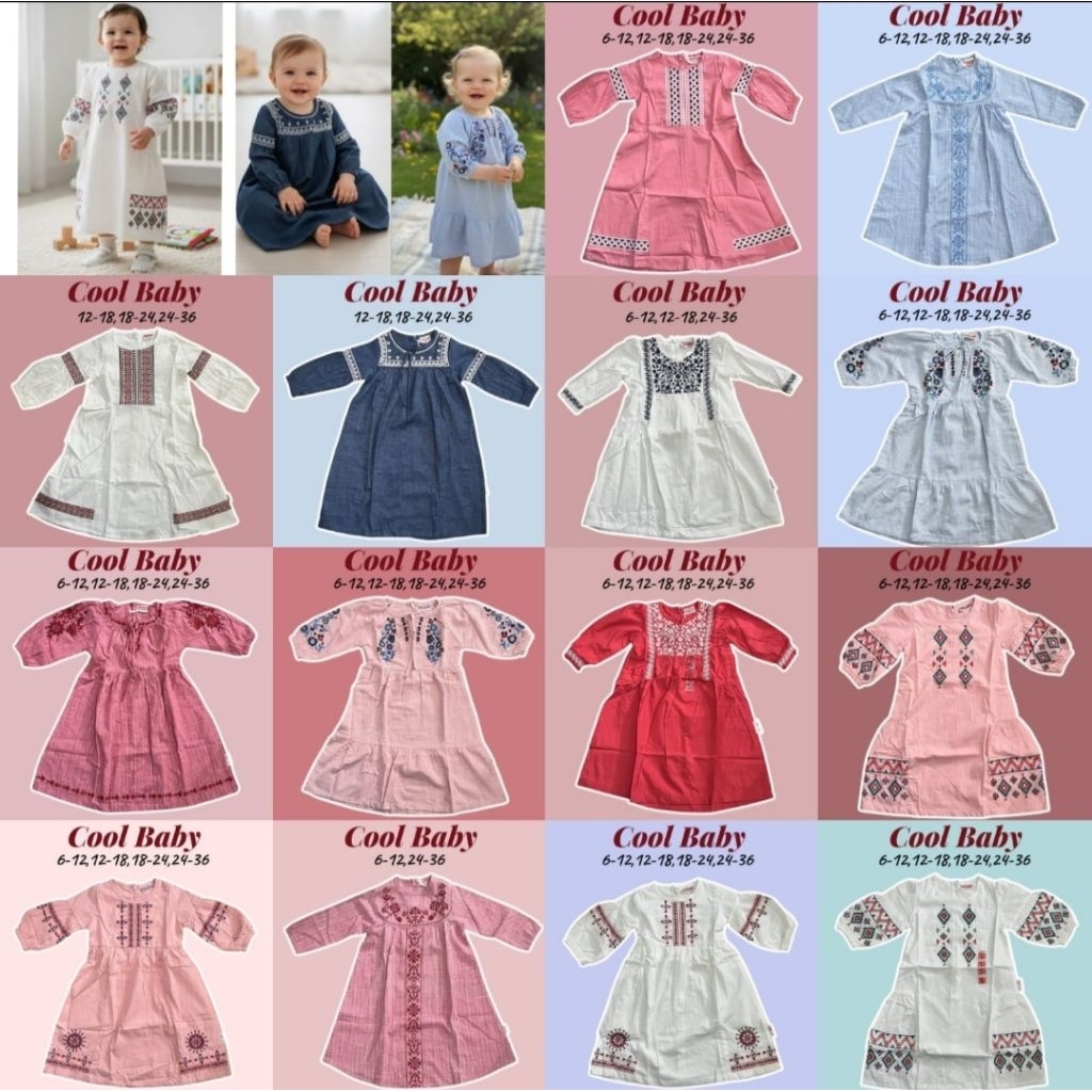 Coolkids Gamis สําหรับเด็กผู้หญิง เสื้อผ้าแบรนด์