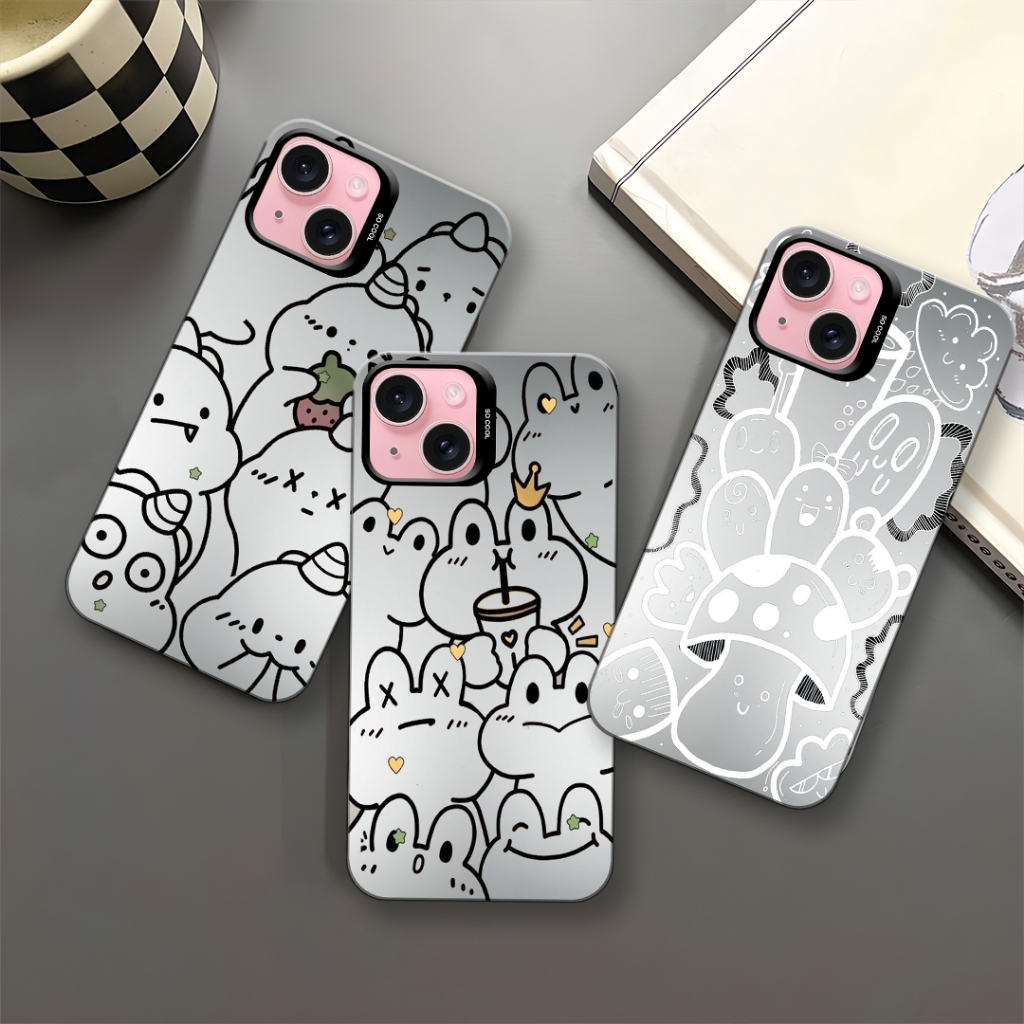 HP IMD โฮโลแกรม IP XR IP 14 สีดําใสกันกระแทกโฮโลแกรมเคสเคสโทรศัพท์ Frosted