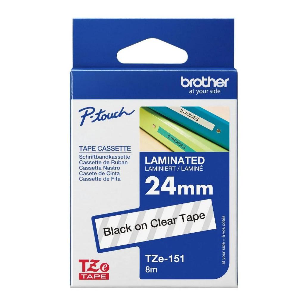 BROTHER Label Tape TZE 151 24mm สีดําบนใส