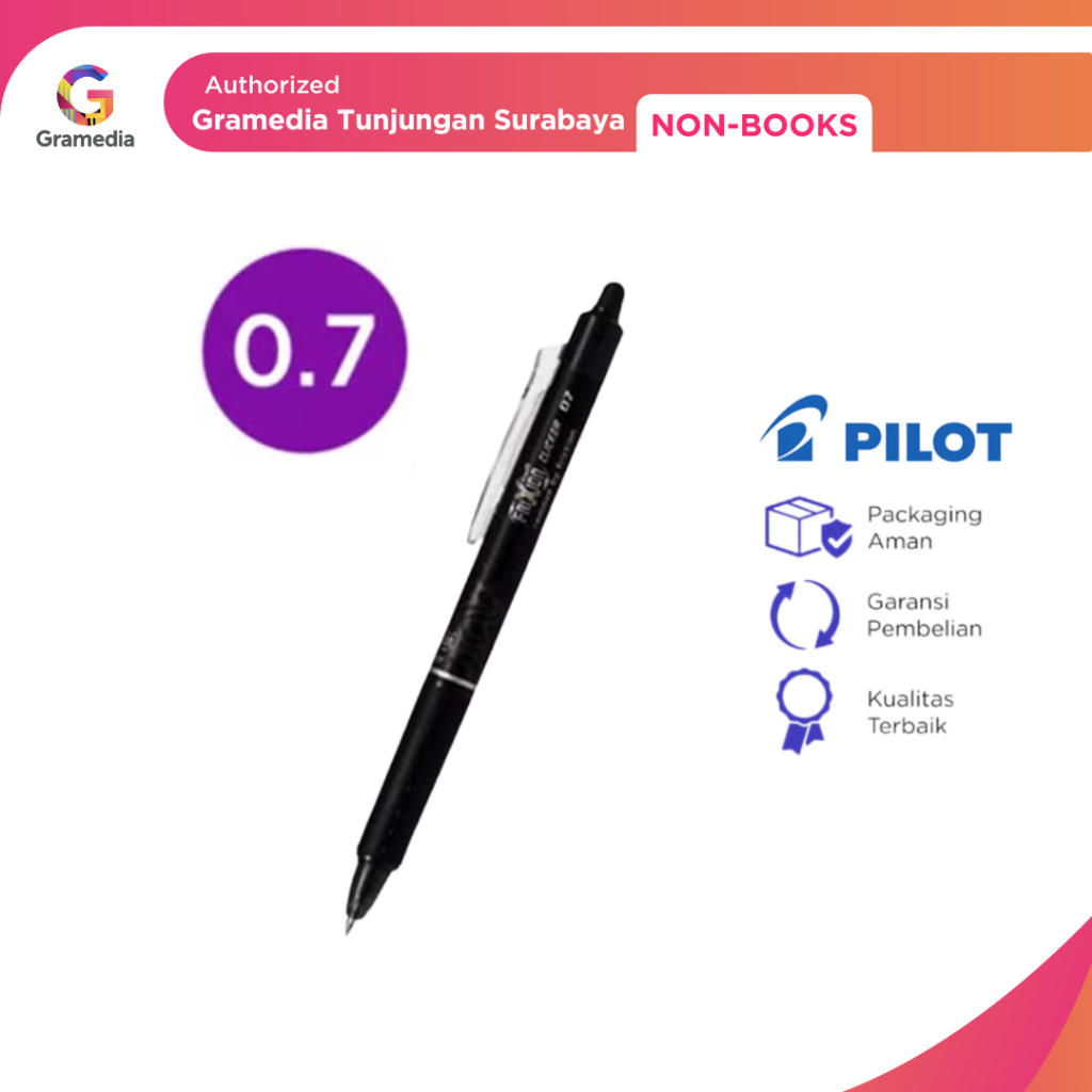 Gramedia Tunjungan: Pilot Frixion Clicker 0.7 ปากกาสีดํา