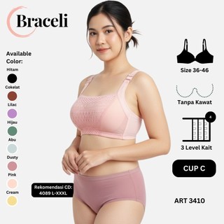 DAPAT 3 Pcs! BRA Kemben Jumbo Tanpa Kawat Braceli Art 3410 | CUP C Kait 4