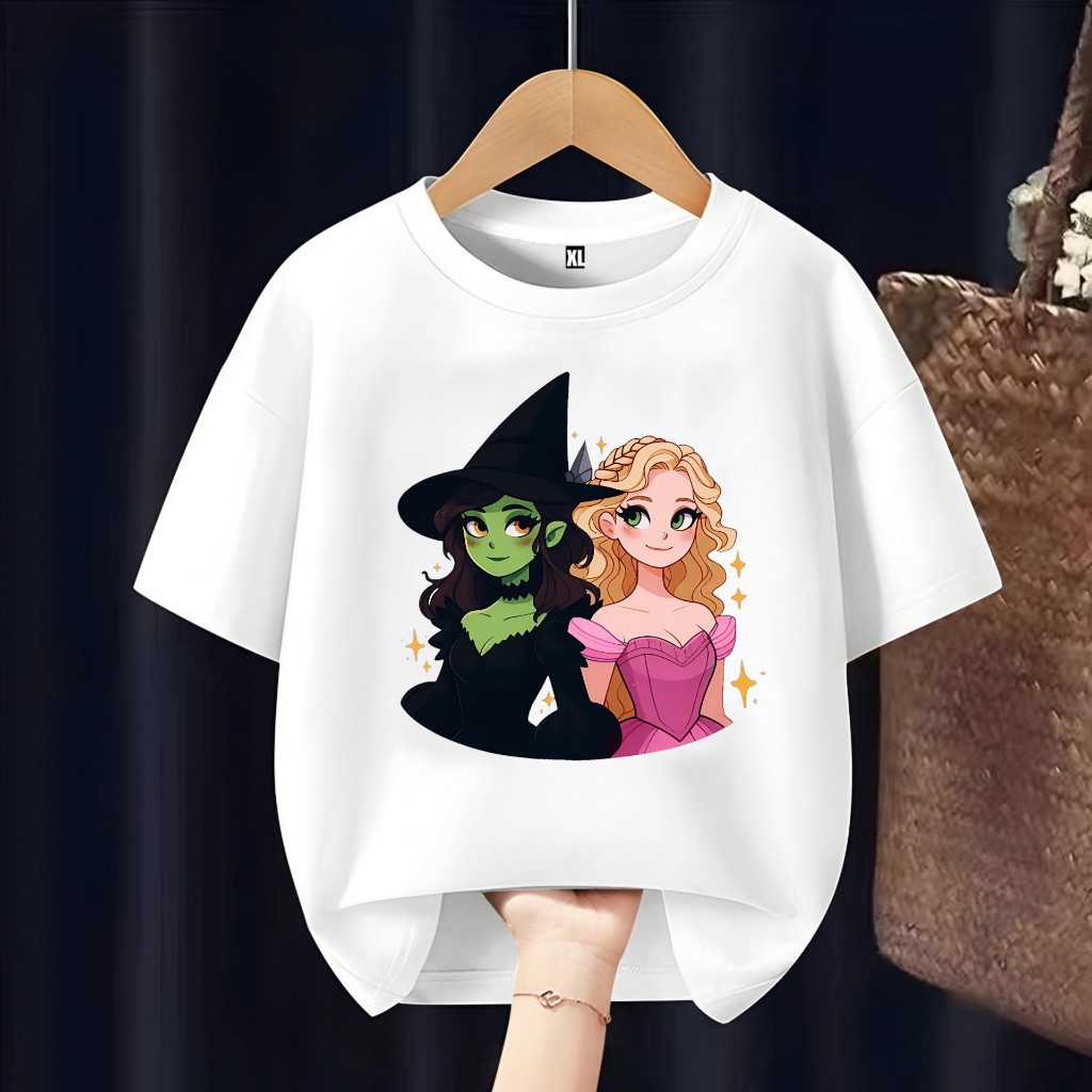 GLINDA และ ELPHABA WICKED เสื้อยืดเด็กสําหรับชื่อที่กําหนดเองที่ดีฟรี