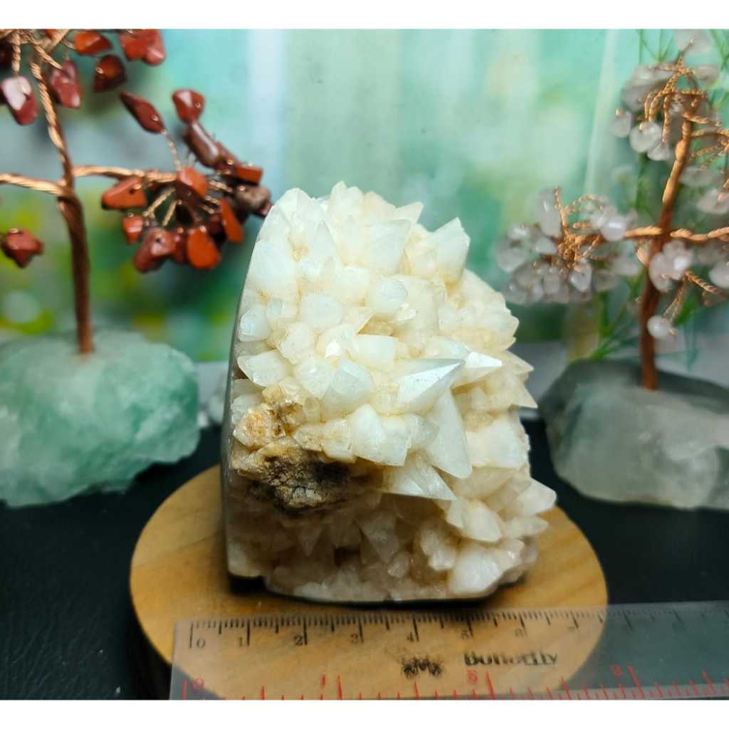 เครื่องประดับขาตั้งคลัสเตอร์แคลไซต์ธรรมชาติ (6)