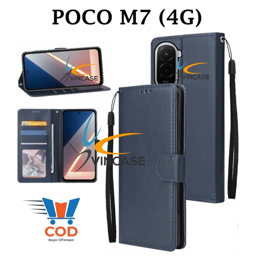 CASE POCO M7 (4G) FLIP LEATHER CASE PREMIUM - FLIP WALLET CASE LEATHER สําหรับ POCO M7 (4G) - WALLET