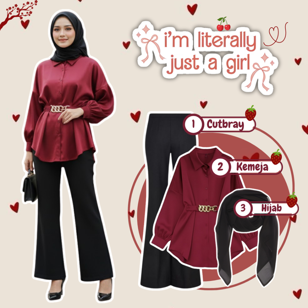 KEMEJA Hangout 3in1 Casual (เสื้อโซ่, Cutbray, Bella Square) One Set สไตล์เกาหลี ล่าสุด - KA17