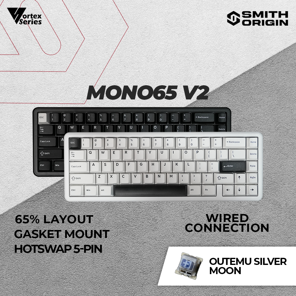 VortexSeries MONO 65 V2 MONO SERIES V2 ปะเก็นแบบมีสาย Mount Hotswappable Universal 3 - 5 พินคีย์บอร์