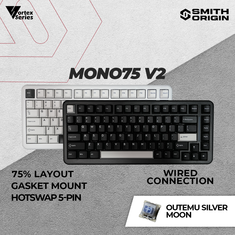 VortexSeries MONO 75 V2 MONO SERIES V2 ปะเก็นแบบมีสาย Mount Hotswappable Universal 3 - 5 พินคีย์บอร์