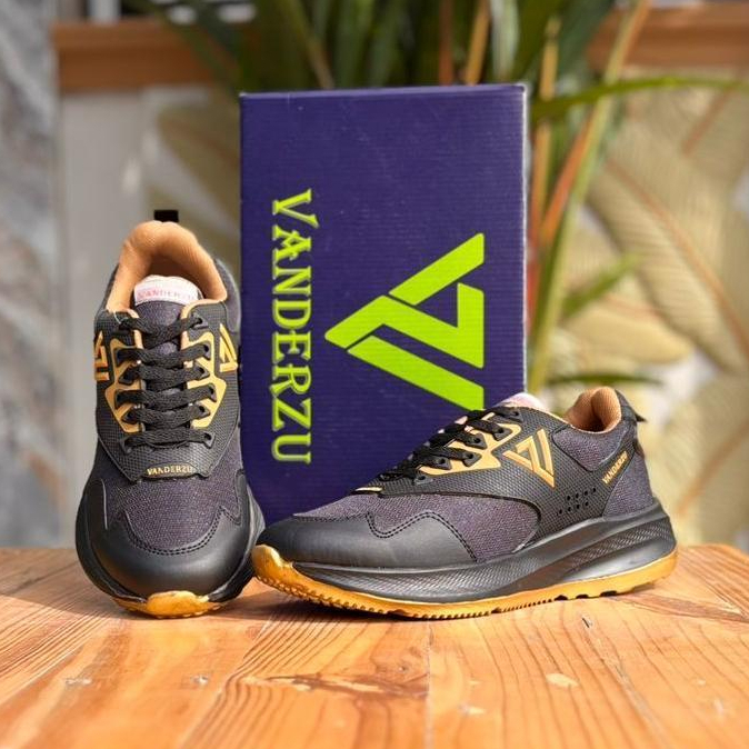 Vanderzu Original FR302 Black Gold รองเท้าผ้าใบกีฬาวิ่งกลางแจ้งสําหรับบุรุษและสตรี