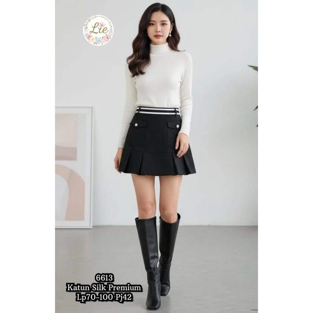 6613 กางเกงกระโปรงกระดุม