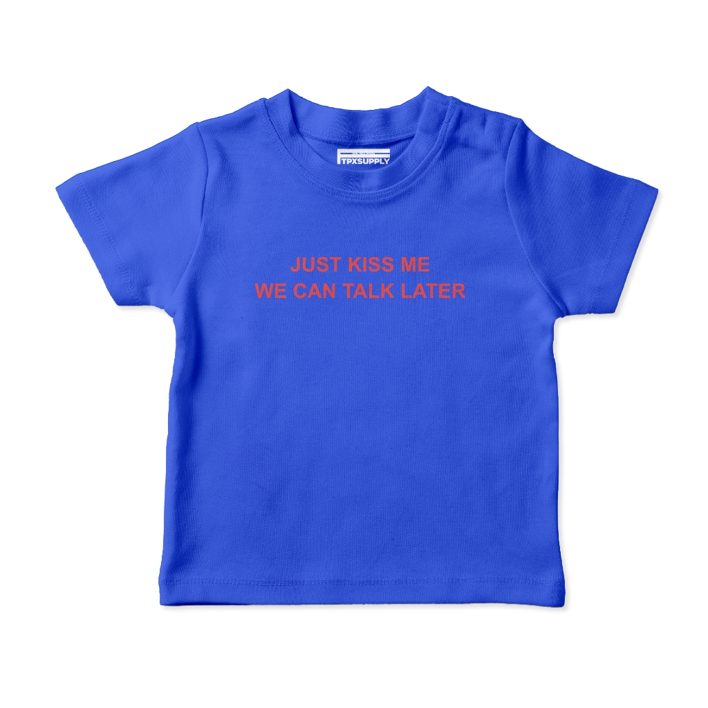 FTP - BABY TEE (CROPTOP) "JUST KISS ME" Flirting / Womens Cotton 24s T-Shirt / DESIGN Y2K / Word T-S