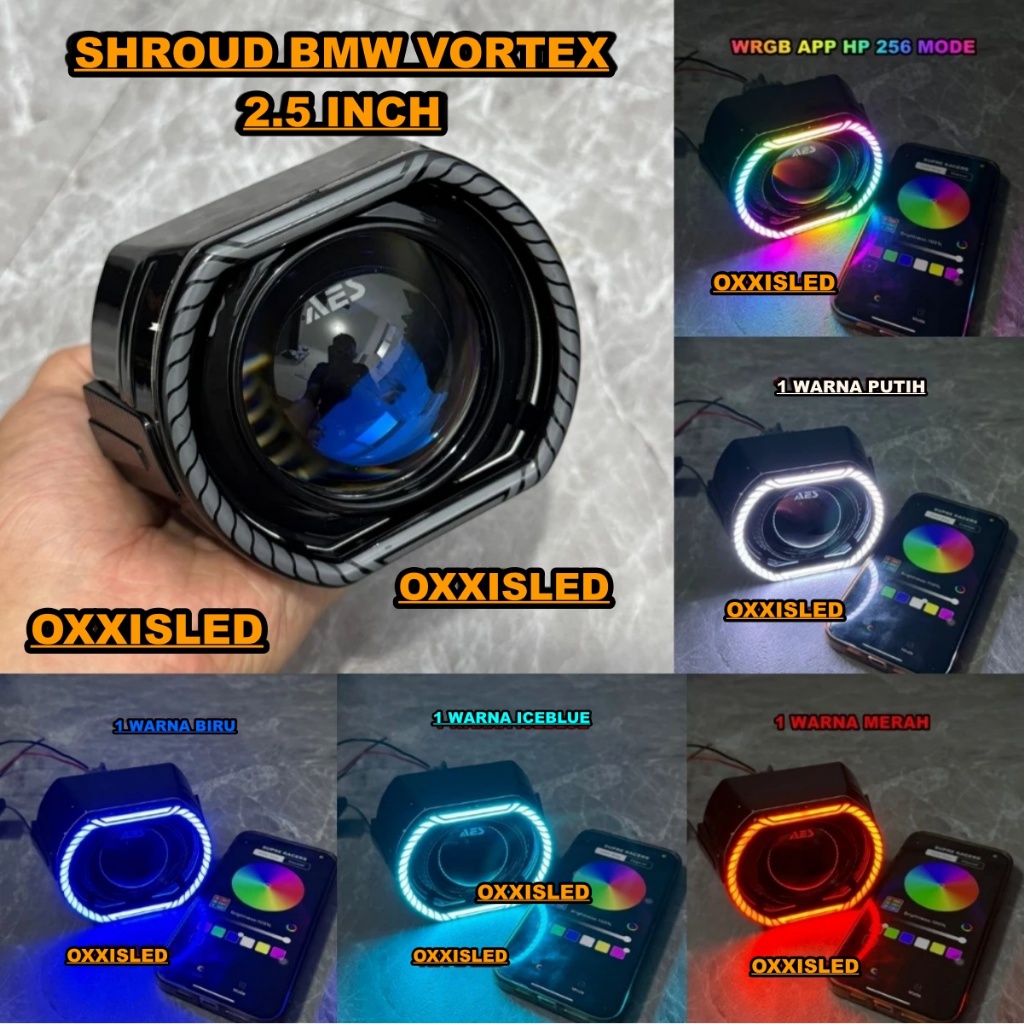 แหวนพรีเมี่ยม SHROUD BILED 2.5 INCH VORTEX 256+ โหมดคริสตัล ANGLE EYES RGB APPS HP...
