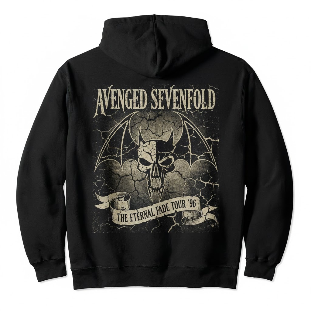Hoodie Avenged Sevenfold A7X Deathbat The Eternal Fade Tour 96 Jumbo Oversize Jacket Metal Band Dist