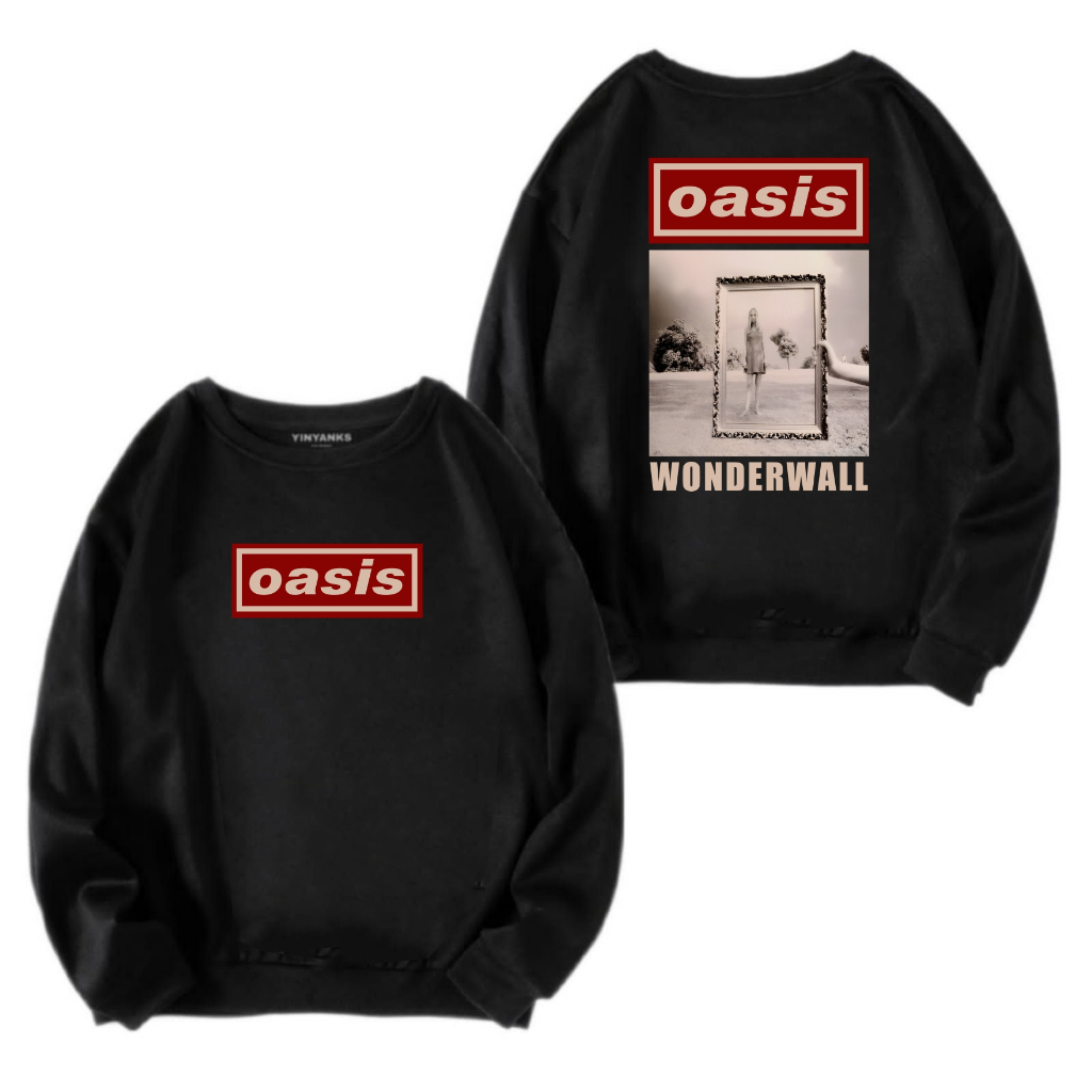 The Getooxs - Crewneck Oasis Wonderwall Unisex สีดํา