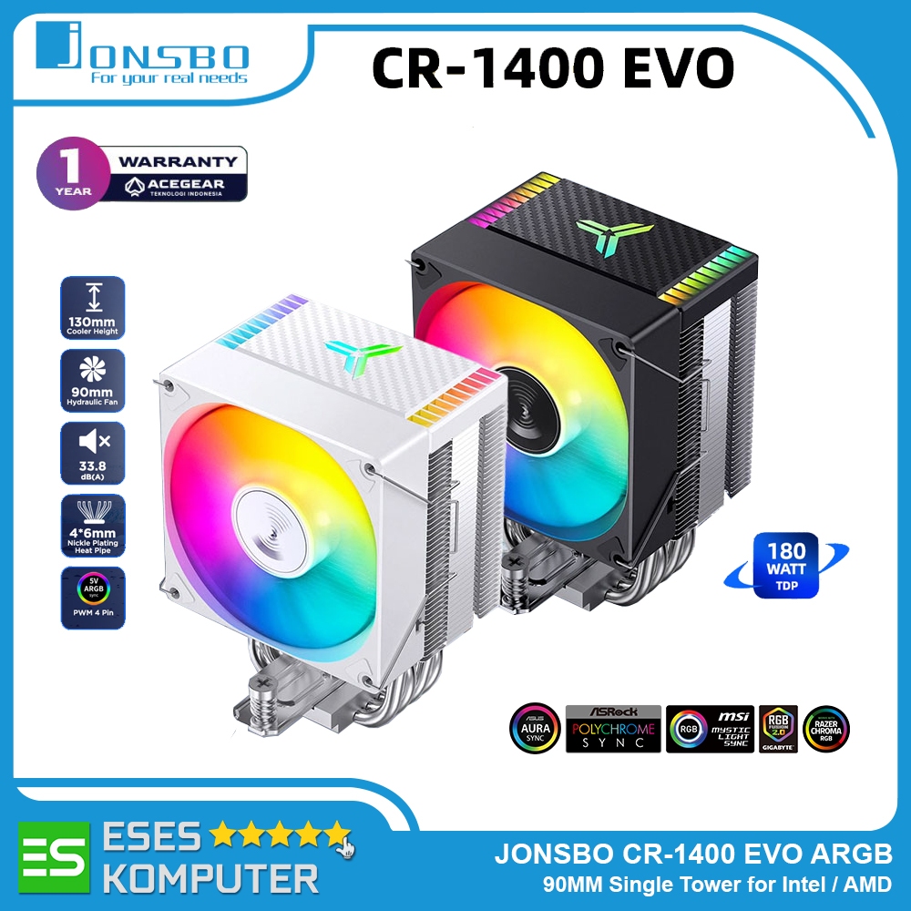 HSF JONSBO CR-1400 EVO ARGB PWM | หอเดี่ยว 90 มม. สําหรับ Intel / AMD