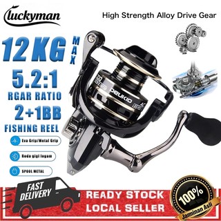 LUCKYUMAN Reel Pancing AC2000-3000 Spinning Max Drag40KG 5.2:1 Asli Besi Fishing Reel Murah Kuat Power Handle