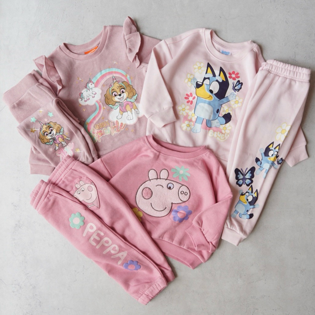 Peppa Pig, Blu*y & Skye Kids Sweatshirt & Pants Set | ไซส์ 2-5y | สีชมพู | ชุดเสื้อกันหนาวและกางเกงผ