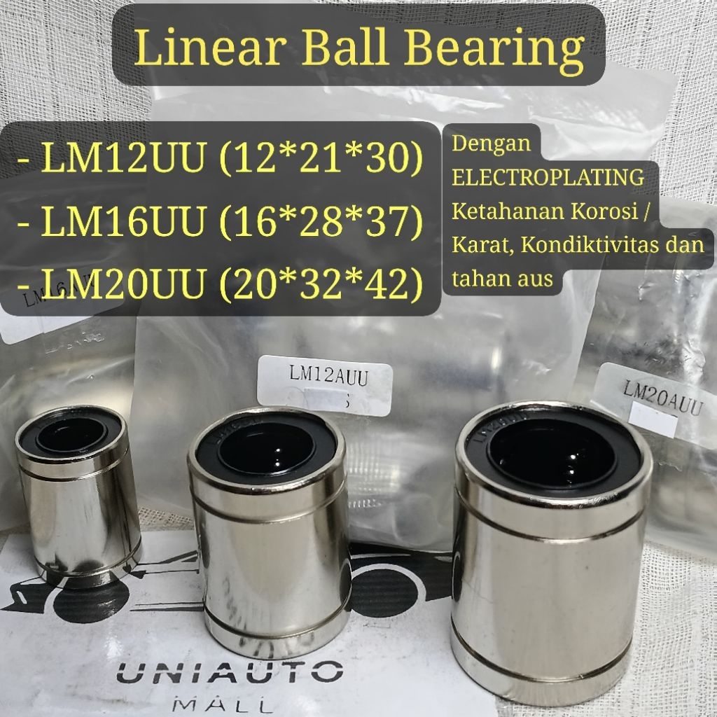LM12UU LM16UU LM20UU LINEAR BEARING SHAFT 12mm 16mm 20mm คุณภาพสูง