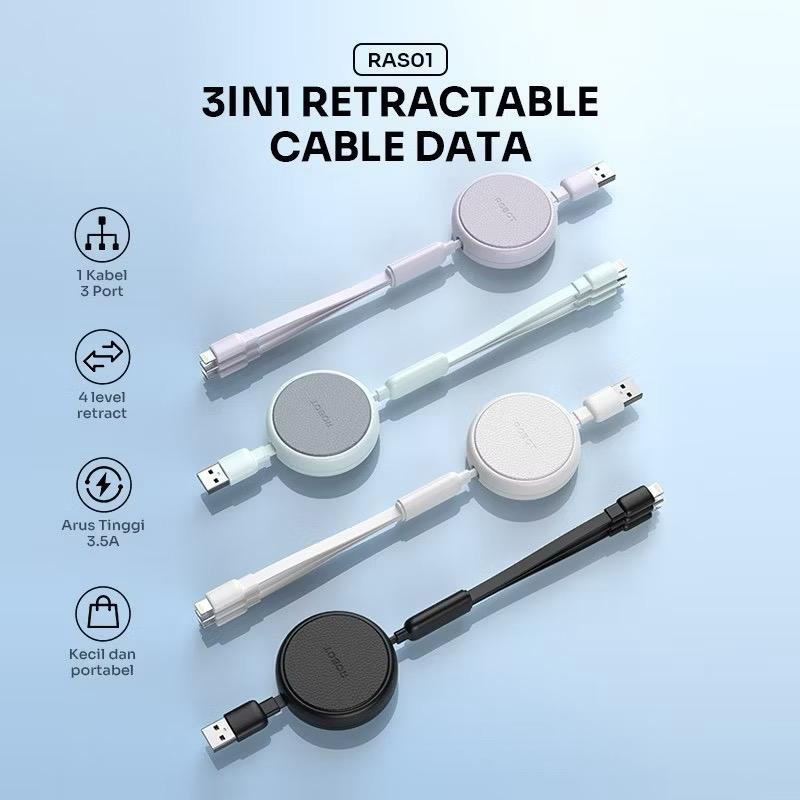 ROBOT RAS01 3 IN 1 DATA CABLE 3.5A 120CM