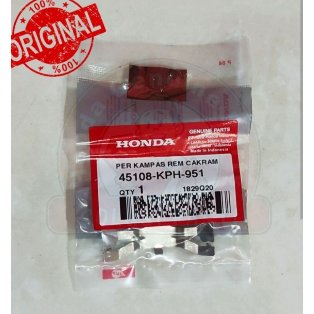 45108 KPH 951 HGP AHM 10P% ORIGINAL SPRING PAD SUPRA 125 REAR CALIPER 45108KPH951