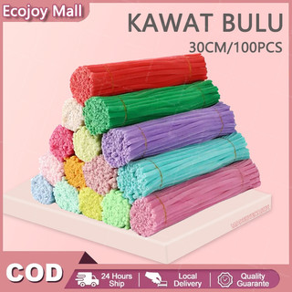 ECOJOY 100 Pcs Kawat Bulu Pipe Cleaner 30cm/ Bahan Kraf DIY Manua/ Anak & Dewasa / Bendung Mudah