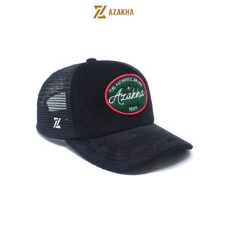 Topi Trucker Corduroy Premium Azakha - Vintage Retro Jaring Pria Distro - The Authentic Hitam
