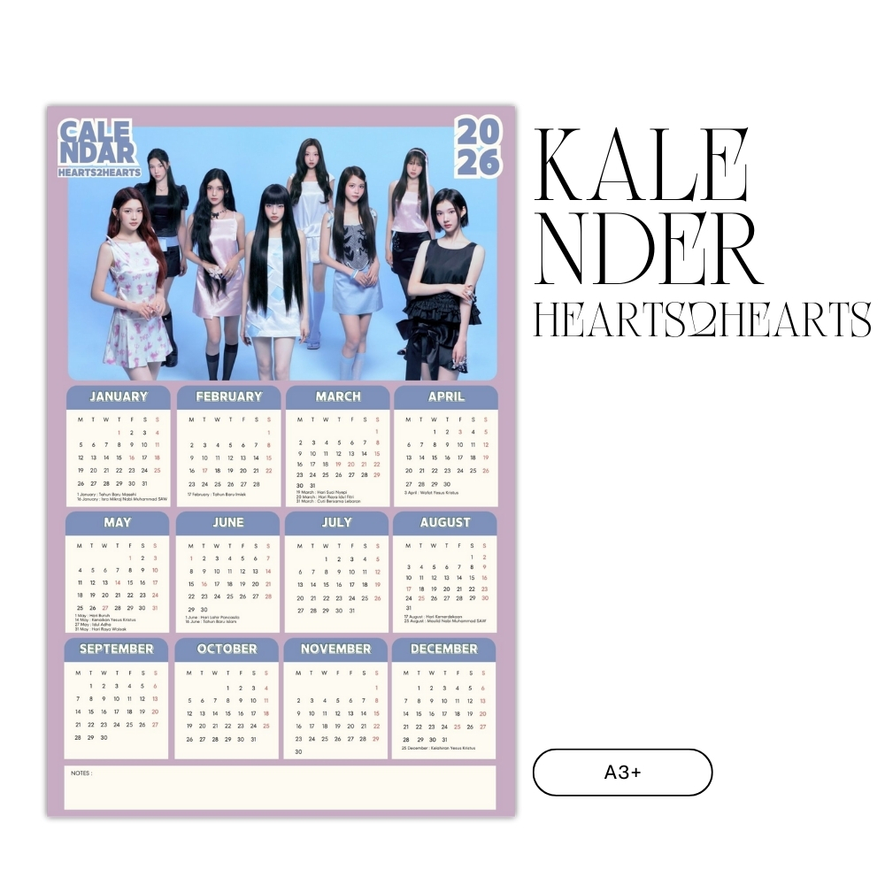 2026 CALENDAR HEARTS2HEARTS KPOP UNOFFICIAL KOREA H2H CARMEN JIWOO YUHA STELLA JUUN ANA IAN YEON