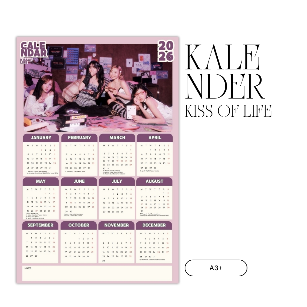 2026 CALENDAR KISS OF LIFE KPOP UNOFFICIAL KOREA KISSY NATTY BELLE JULIE HANEUL
