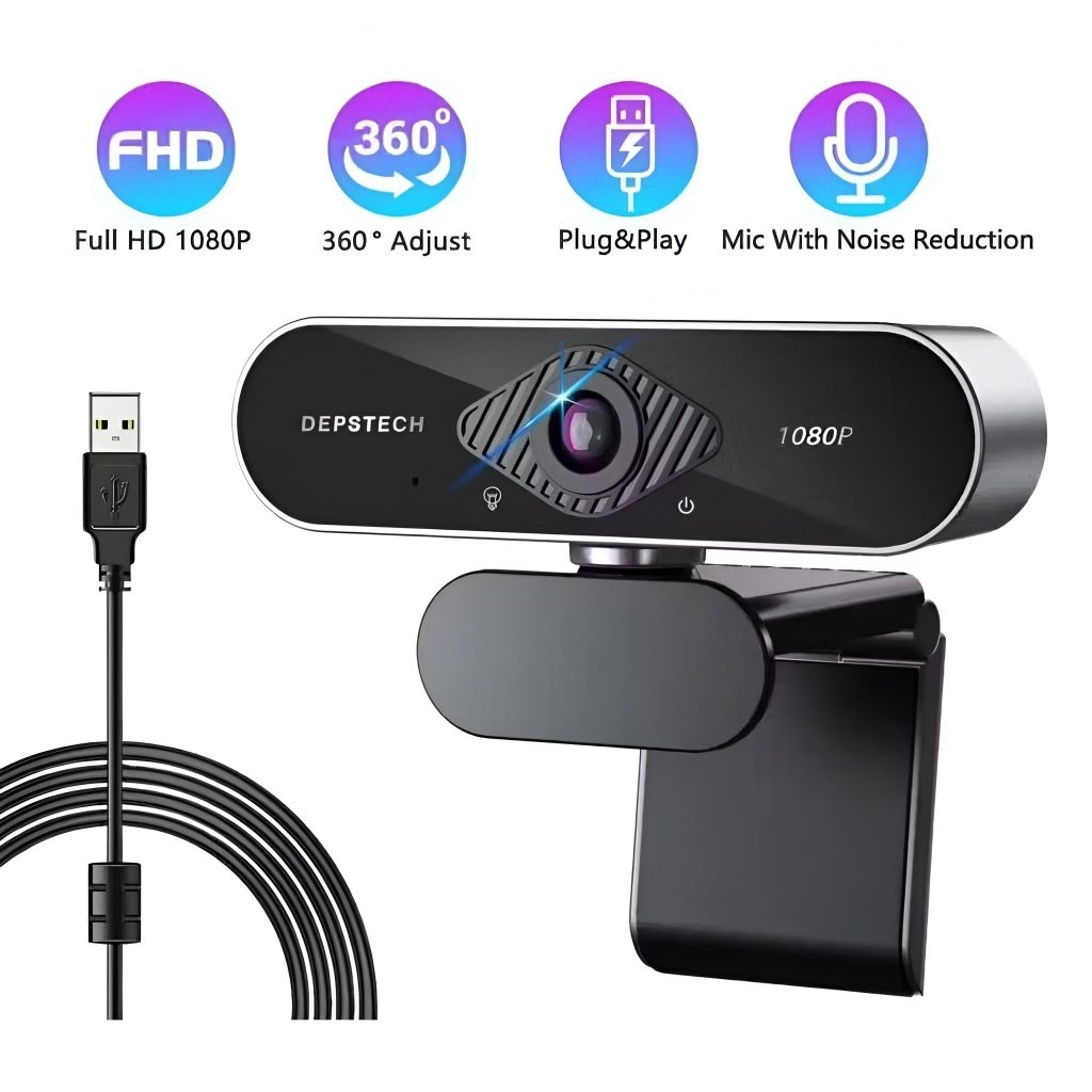 เว็บแคมพีซี Full HD 1080p พร้อมไมโครโฟนกล้อง USB/กล้อง Webcast Live Zoom Meeting
