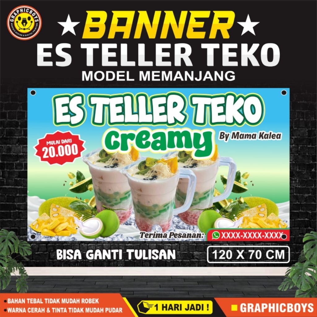 กาน้ําชา Es Teler Banner ขนาด 120 X 70 Cm / Teapot Es Teler Banner ขนาด 120 X 70 Cm