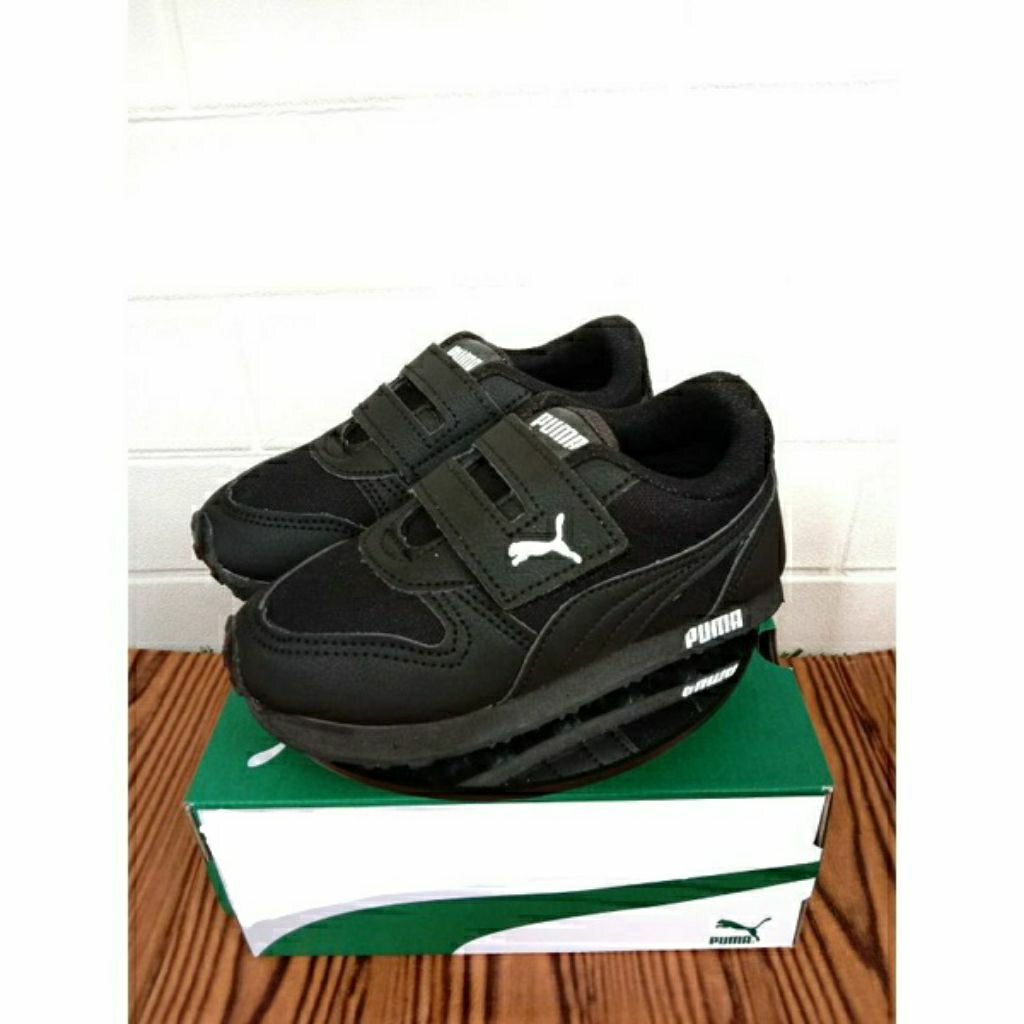 รองเท้านักเรียนอนุบาล/Elementary Pm Full Black Glue Boys & Girls รองเท้าผ้าใบ