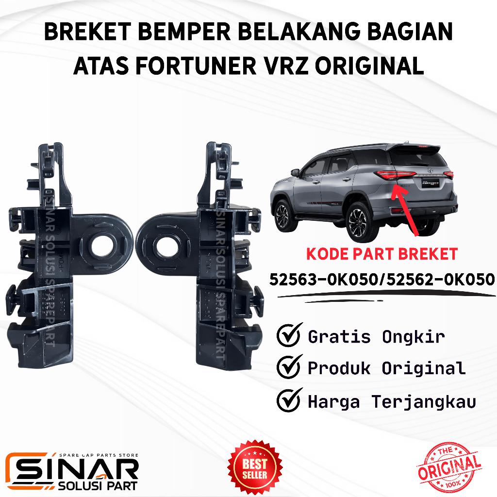 Original Fortuner VRZ ขายึดกันชนด้านหลังด้านบนขวา 52562-0k050 - ซ้าย 52563-0k050