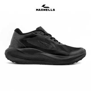 Maxwells - Glacier Sepatu Lari Olahraga Pria Wanita Fullblack Hitam Running