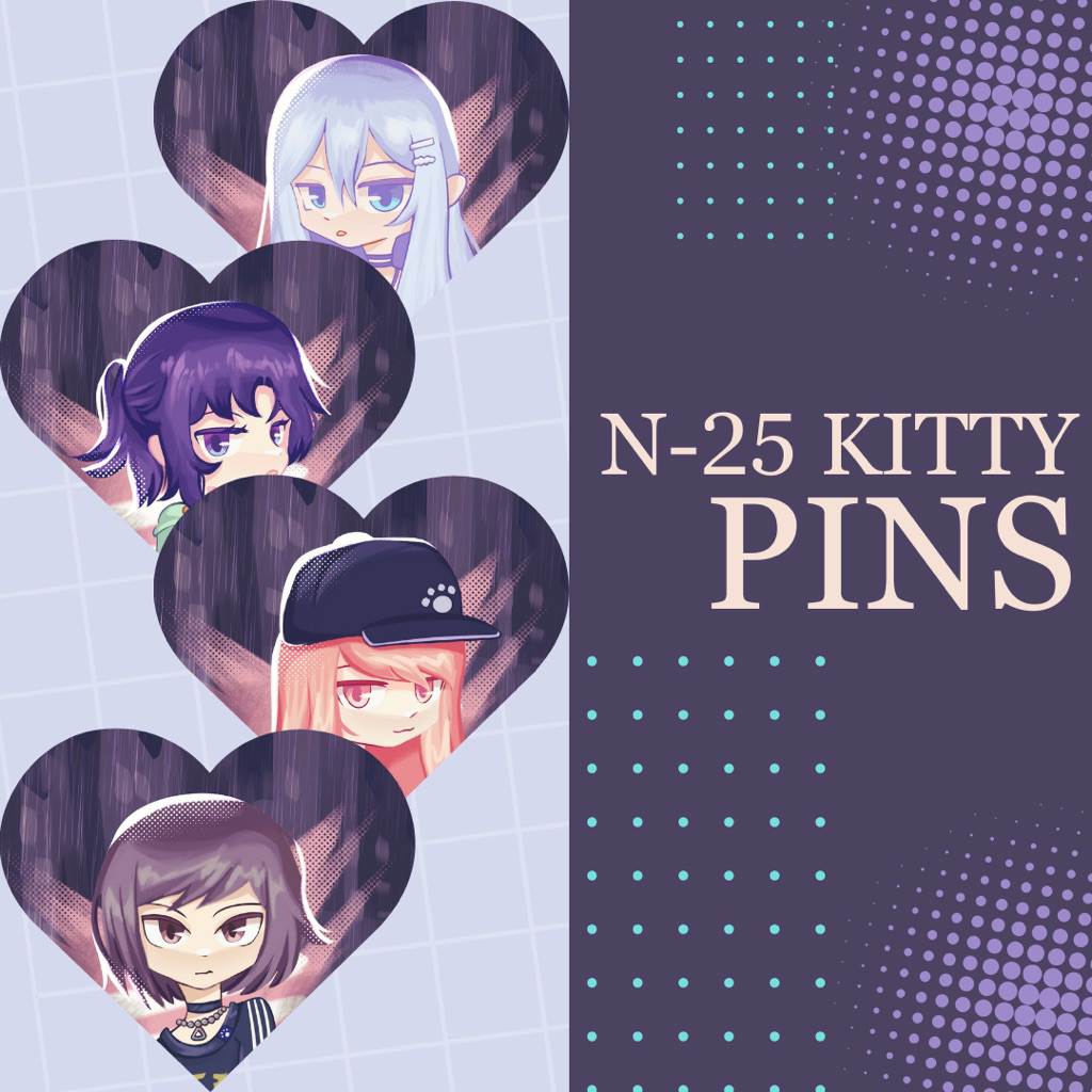 โครงการพินปุ่ม Fanmerch sekai pjsk nightcord n25 kitty (คาade, mafuyu, ena, mizuki)