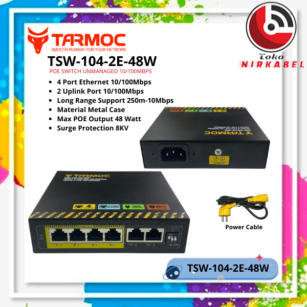 Tarmoc Switch POE HUB กล้องวงจรปิด IPCAMERA 4 Port 10/100 + 2 Uplink 10/100